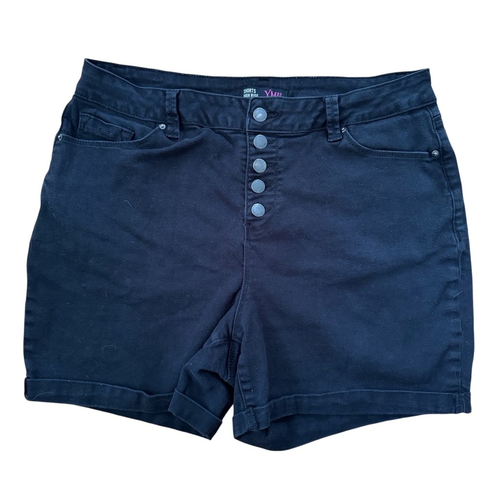 YMI Women’s Black High-Rise Denim Shorts Size 16